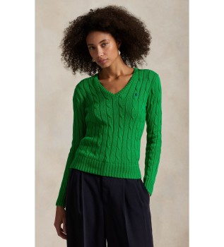 Jersey de algodón en punto de ochos verde