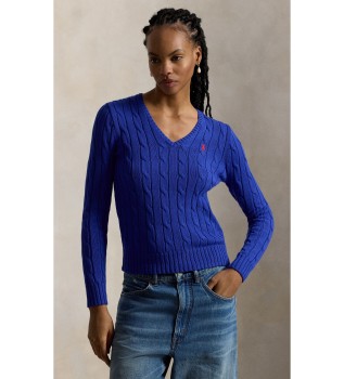 Jersey de algodón en punto de ochos azul