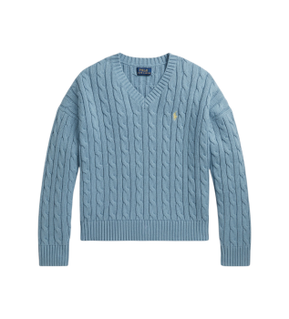 Jersey de algodón en punto de ochos azul