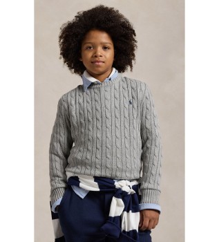 Jersey de algodón en punto de ochos gris