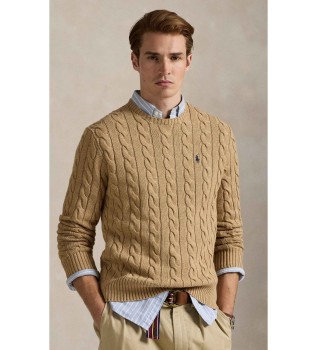 Jersey de algodón en punto de ochos marrón