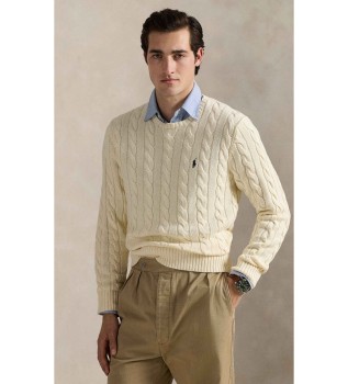 Maglione in cotone lavorato a maglia beige