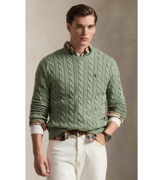 Jersey de algodón en punto de ochos verde