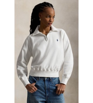 Felpa con zip corta bianco