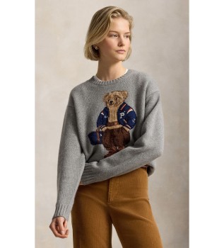 Jersey de lana y cachemira con Polo Bear gris