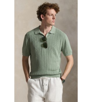 Jersey de linho com gola aberta verde