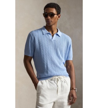 Jersey de linho com decote aberto azul