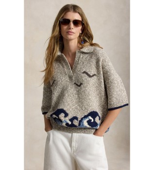 Maglione in misto lana con motivi beige