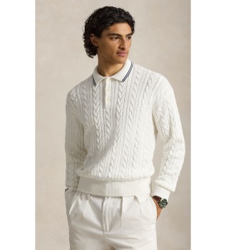 Polo trui in wit kabelbreisel