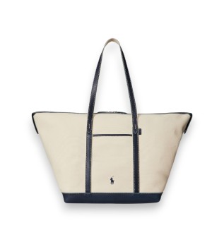 Große beige Canvas-Shopper-Tasche
