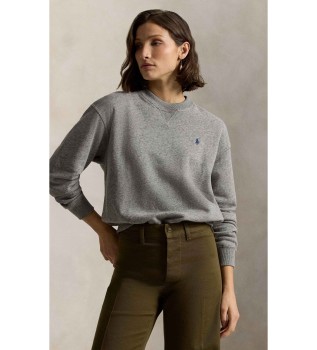 Sweat-shirt en molleton à col rond gris