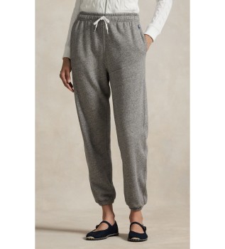 Calça de moletom de felpa com cordão cinza