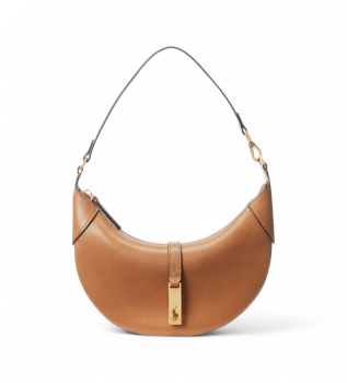 Borsa a tracolla Polo ID mini in pelle di vitello marrone