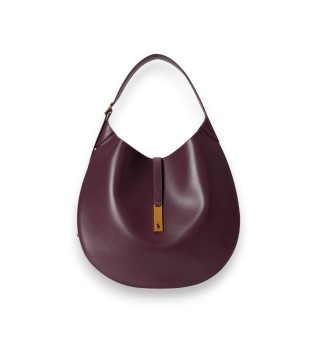 Borsa a spalla Polo ID grande in pelle bordeaux