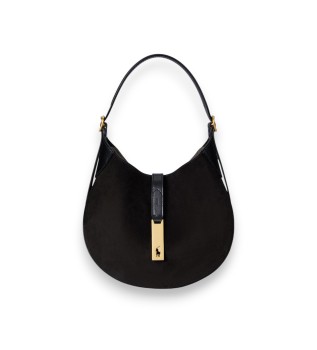 Bolso de hombro Polo ID pequeño de ante negro