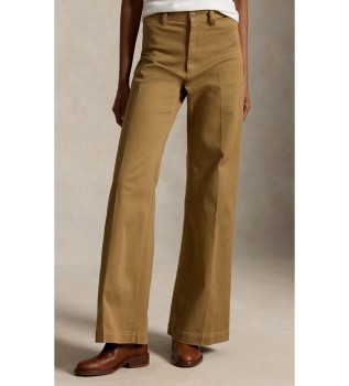 Pantalon Beaton en coton et élastique marron