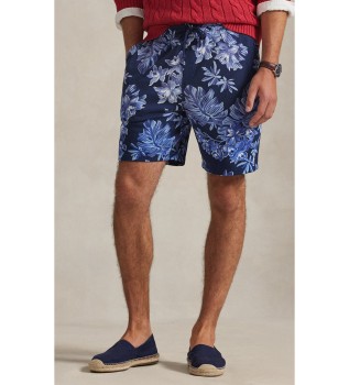 Pantaloncini da spa tropicali in spugna blu