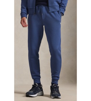 Navy double knitted jogger trousers