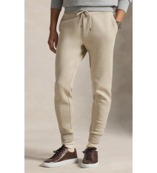 Dubbel gebreide joggerbroek beige