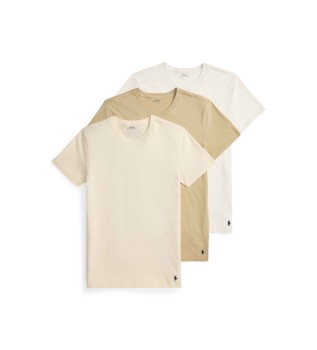 Set van 3 T-shirts met ronde hals beige, wit