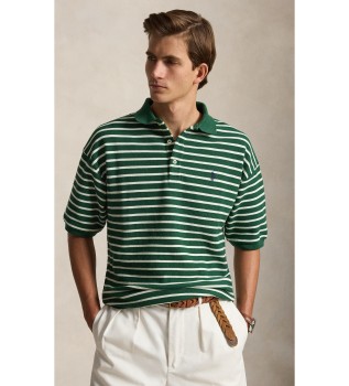 Polo met textuur en strepen Relaxed Fit groen