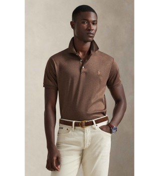 Polo Custom Slim Fit in cotone morbido marrone