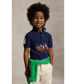 Polo in cotone con tripla stampa di cavalli marini