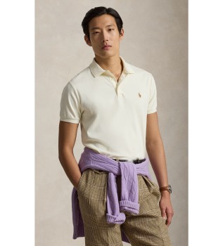 Polo in morbido cotone Custom Slim Fit bianco sporco