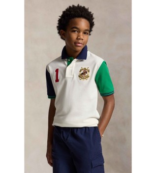 Polo con blocchi di colore bianco