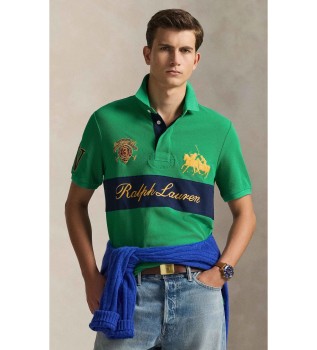 Classic Fit groen piqu� poloshirt met badge