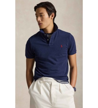 Polo i piké Custom Slim Fit marinblå