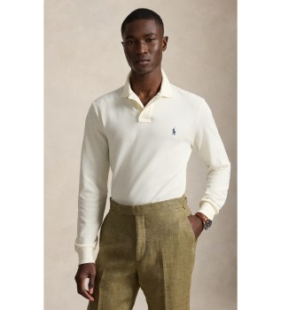 Polo en piqué Custom Slim Fit blanc cassé