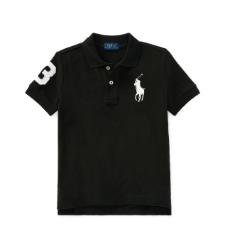 Polo de piqué de algodón con Big Pony negro