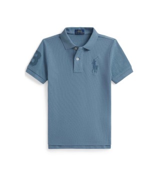 Polo en coton piqu� avec Big Pony bleu