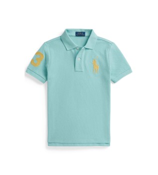 Polo en coton piqu� avec Big Pony turquoise