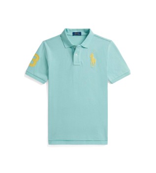 Polo en coton piqu� avec Big Pony turquoise