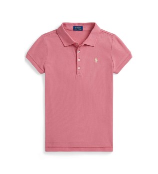 Pink stretch pique polo shirt