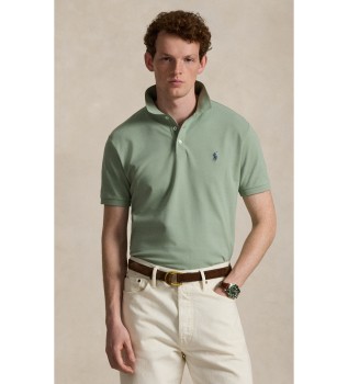 Groen Custom Slim Fit elastisch piqué polo