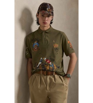 Polo en piqué imprimé Classic Fit vert
