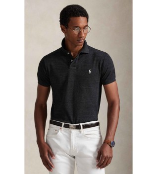 Slim-Fit piqu� polo zwart