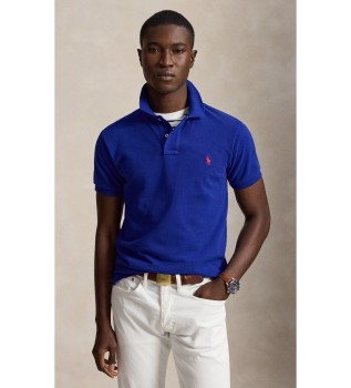 Blue Slim Fit piqué polo