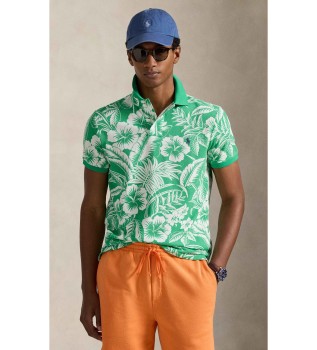 Tropical pique polo shirt Custom Slim Fit green
