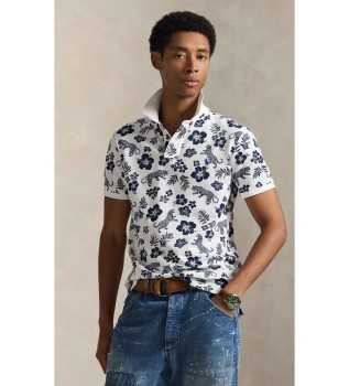 Tropical pique polo shirt Custom Slim Fit white