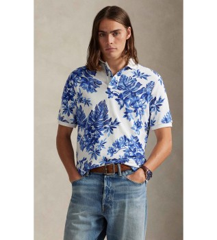Tropical piqu� polo Custom Slim Fit wit