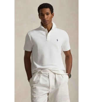 White French terry knit polo shirt