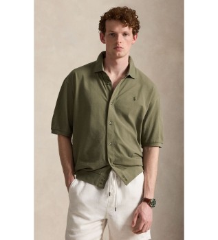 Green relaxed fit cotton shirt