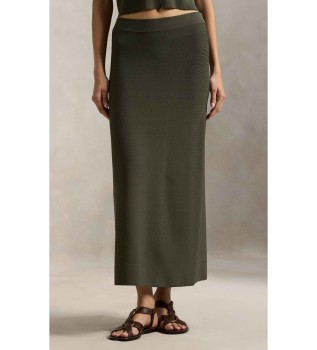 Falda midi de punto de canal� verde