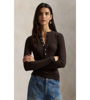 T-shirt Henley castanha