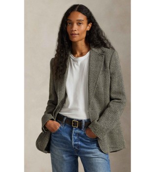 Single breasted blazer in herringbone herringbone grey-green