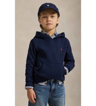 Sweat à capuche en polaire marine